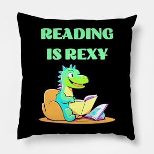 Funny Reading is Rexy Dinosaur Pillow