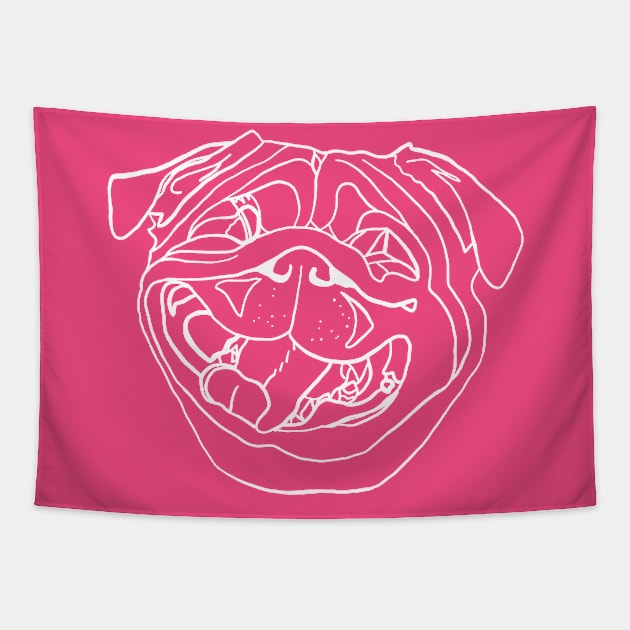 White Pug Buddy With a Huge Smile Tapestry by raylie