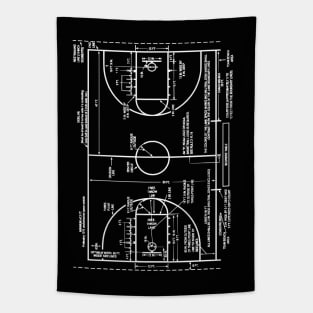Basketball Court Patent Drawing Tapestry