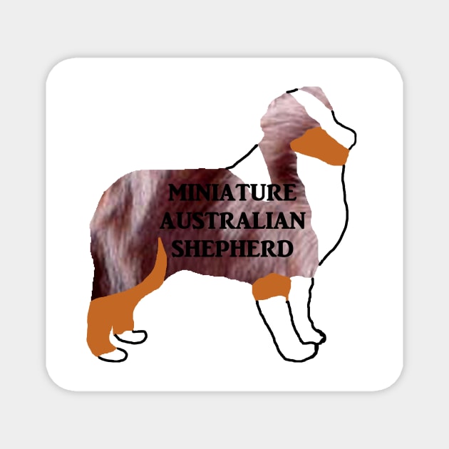 miniature australian shepherd red merle name silhouette Magnet by Wanderingangel