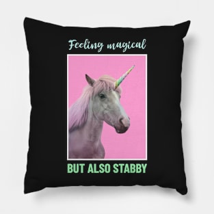 Feeling magical but also stabby colorful Pillow