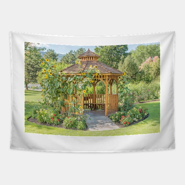 Garden Gazebo and Flowers in Summer Tapestry by Amy-K-Mitchell