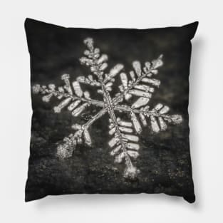 Freshly Fallen Snow Flake. Macro Photography Pillow