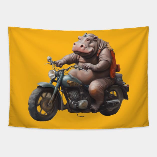 Hippo Bike Rider Tapestry by CS77