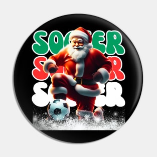 Santa Soccer Ball Sports Design- Christmas Soccer Player Pin