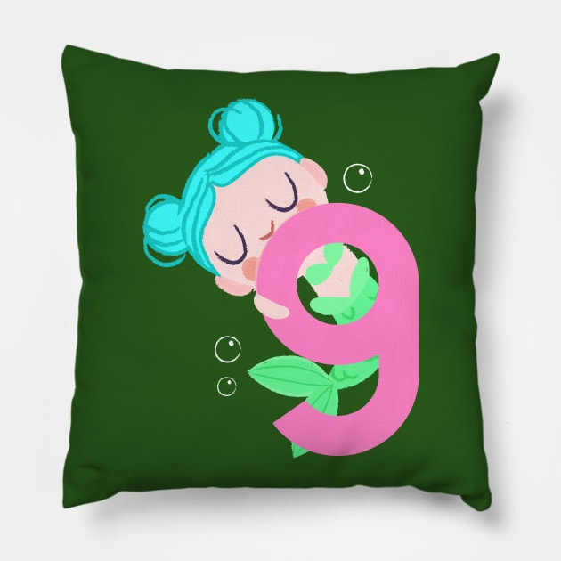 Mermaid Series: Number 9 Pillow by TheMioStore