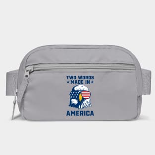 Joe Biden Says Two Words Made In America USA American Flag Funny Biden 2 Words Quote Bag