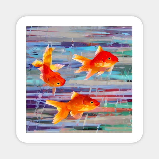 Playful Goldfish Abstract Magnet by DANAROPER