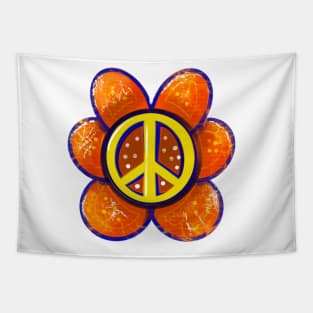 The Peace sign in orange flower hippy retro hippie Grunge Tapestry