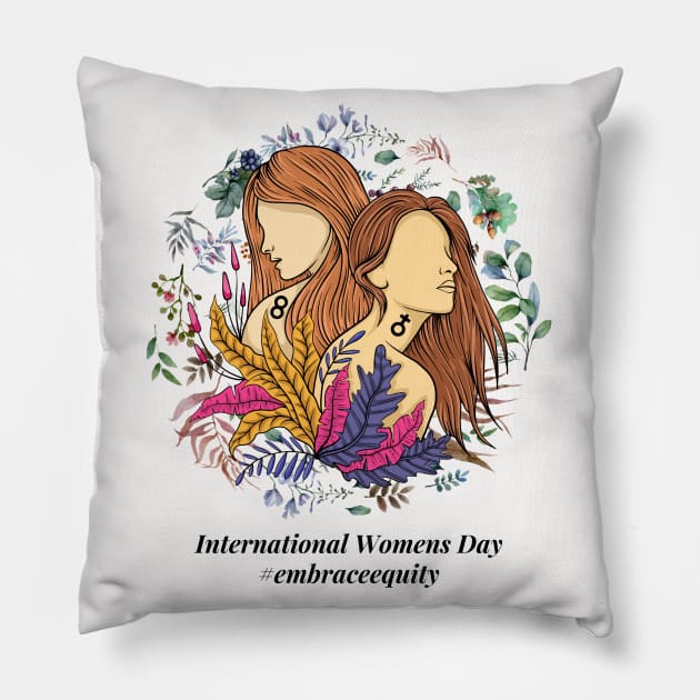 embrace equity international women's day 2023 Pillow by Ballari