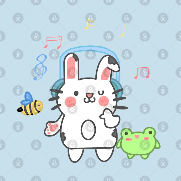 bunny listening to music by Cloudy Cloud Bunny