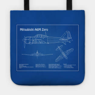Mitsubishi A6M Zero Airplane Blueprint - AD Tote