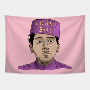 Wes Anderson's Lobby Boy Illustration by Burro Tapestry