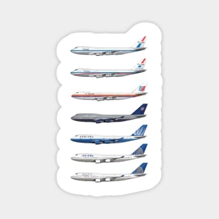 United Airlines Full Complement of 747 Liveries Tee Shirt Version Magnet