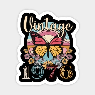 Floral Butterfly Retro Vintage 1976 47th Birthday Magnet