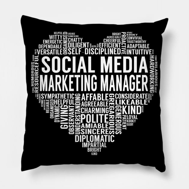 Social Media Marketing Manager Heart Pillow by LotusTee