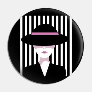 woman in hat retro  design Pin