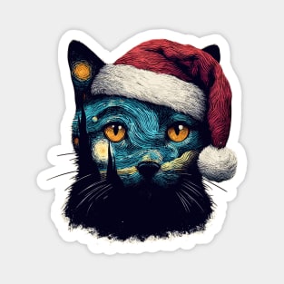 Van Gogh Christmas Cat Magnet