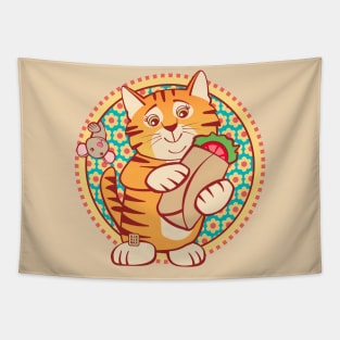 Burrito Cat and Mouse Tapestry