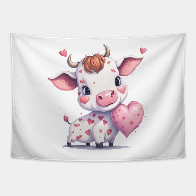 Minimal Cute Baby Cow Tapestry by Imagination Gallery