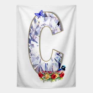 Name Initial Letter C and Fairy Wren Bird Tapestry