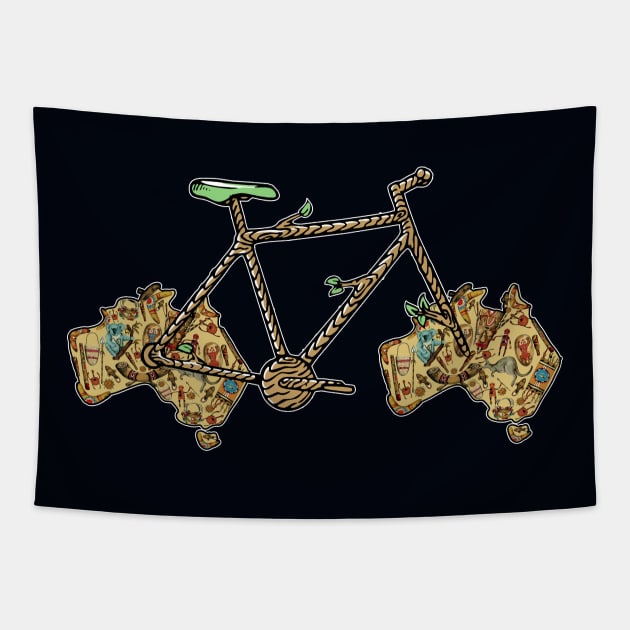 Australian Biker Tapestry by BicycleStuff