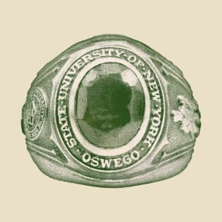 Oswego, NY Class Ring  - Retro Style Risograph T-Shirt