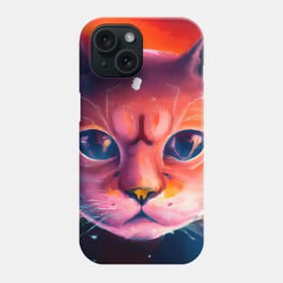 Space cat at sunset Phone Case