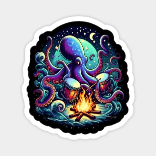 Octopus playing drums Percussive Sea Symphony Magnet