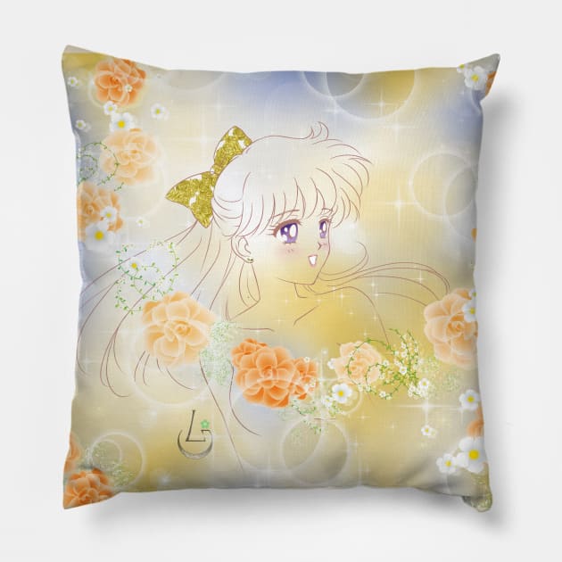 Guardian Minako Flower Portrait Pillow by AudreyWagnerArt