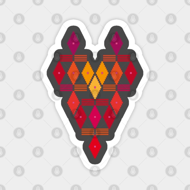 Geometric Ethno Heart Magnet by happyMagenta