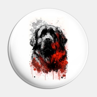 Newfoundland Dog Portrait Pin