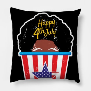 Happy 4th of July, Afro girl t-shirt Pillow