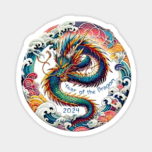 Vibrant Anime Dragon: Lunar New Year 2024 Magnet