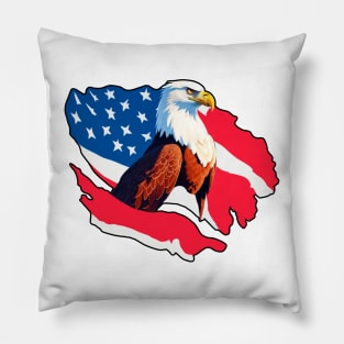 4th of July Patriotic Eagle with American Flag Pillow