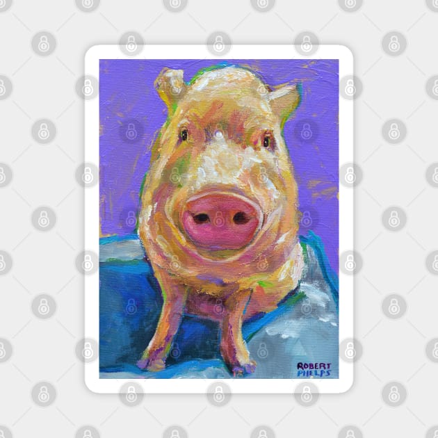 Hampton, the pig by artist Robert Phelps Magnet by RobertPhelpsArt