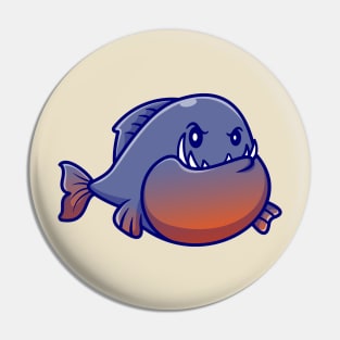 Cute Piranha Fish Cartoon Pin