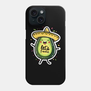 Happy cinco de mayo let's fiesta cute avocado sumbrero Phone Case