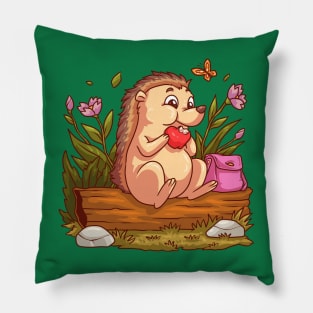 Porcupine Eating Apple Pillow
