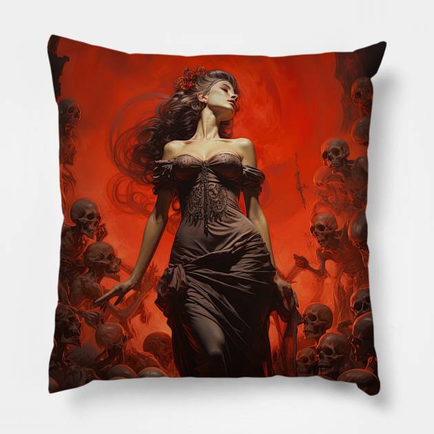 Goddess of Death in hell Pillow by Maverick Media