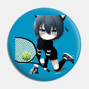 Black Cat Tennis Pin