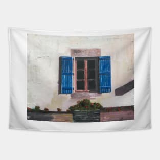 Blue Shuttered Windows, France Tapestry