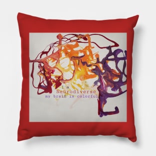Colorful Neurodiverse brain on art Pillow