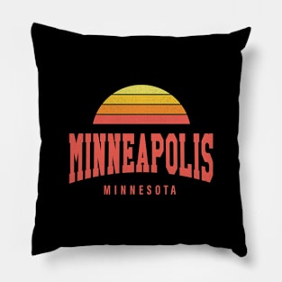 Minneapolis, Minnesota - MN Retro Sunrise/Sunset Pillow