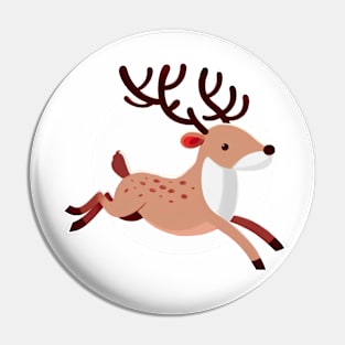 Light Reindeer Jumping - White Background Pin