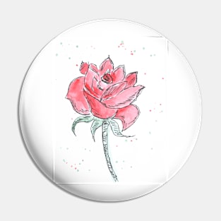 Red beautiful flower rose, plant, nature. Watercolor, art decoration, sketch. Illustration hand drawn modern painting Pin