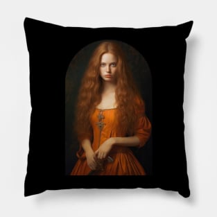 Beautiful medieval woman, digital painting Pillow