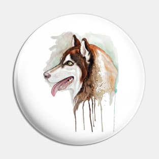 Brown Husky Profile Portrait Pin