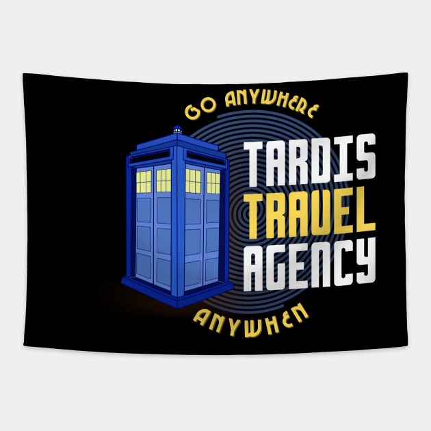 Tardis Travel Agency Tapestry by Damn_Nation_Inc