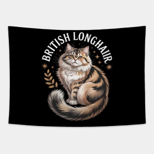 Floral Whimsical British Longhair Cat Straight Tapestry